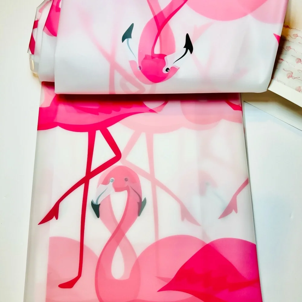 Bright Pink Flamingo Peva Shower Curtain Tropical Summer